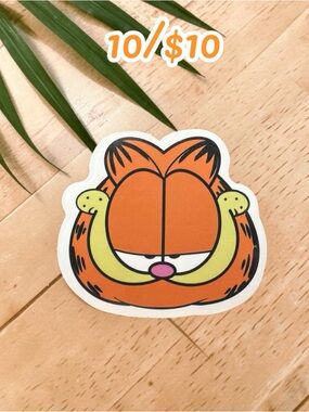 Orange Cartoon Cat Sticker – Funny Lazy Cat Vinyl Decal | Retro Comic Cat